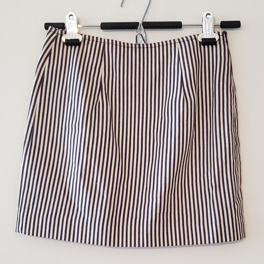 francois beauregard blue white striped mini skirt